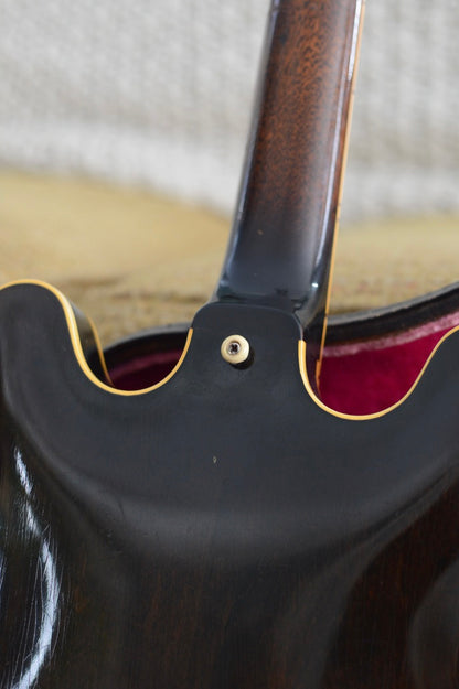 Close up of 1960 Gibson ES-330 neck joint, no headstock repair or neck reset