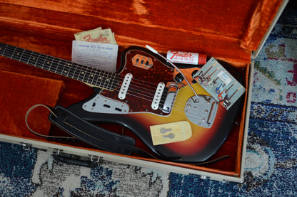 A 1963 Fender Jaguar with original case candy accessories