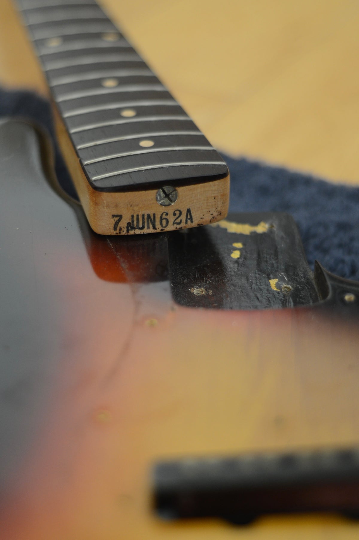 1962 Fender Jazz Bass Sunburst Neck Date and Neck Pocket
