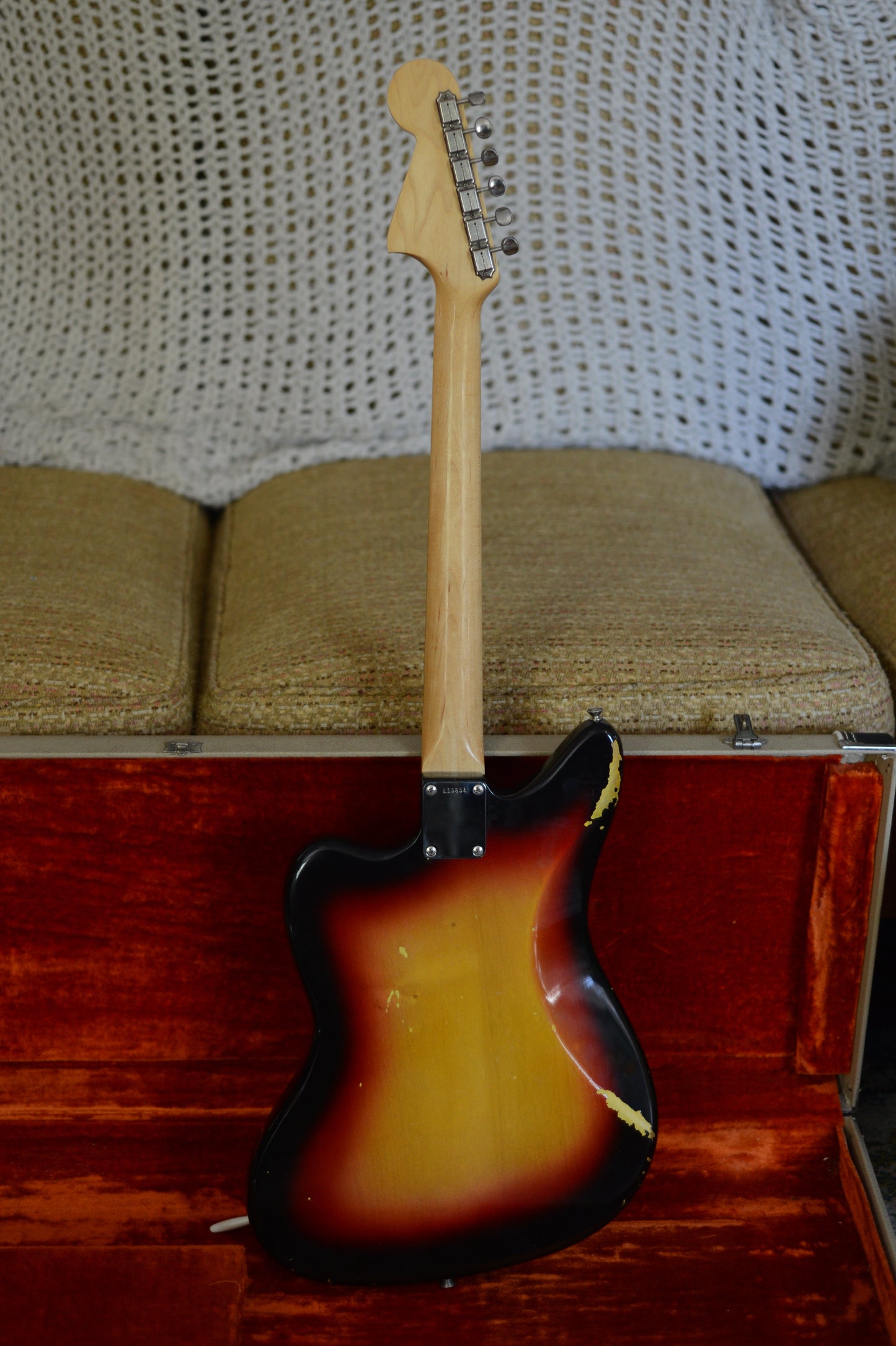 Back of sunburst 1963 fender jaguar