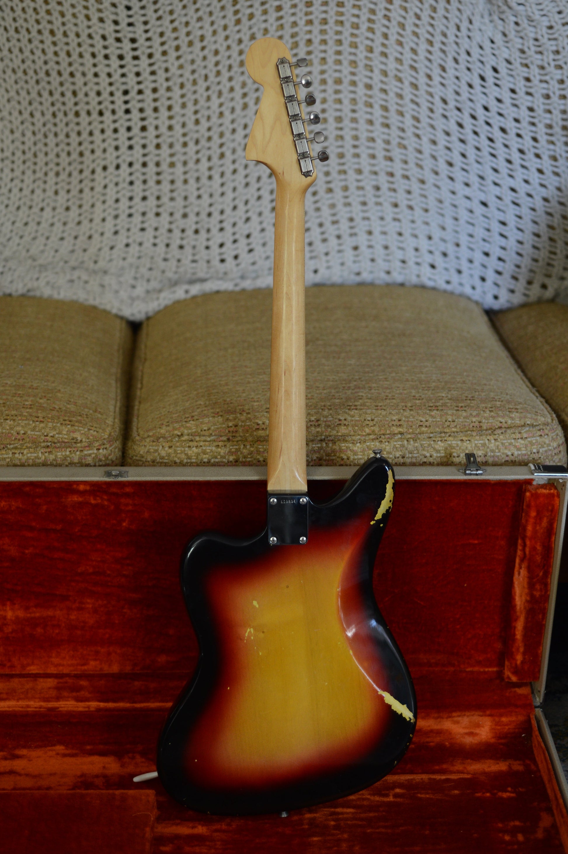 Back of sunburst 1963 fender jaguar