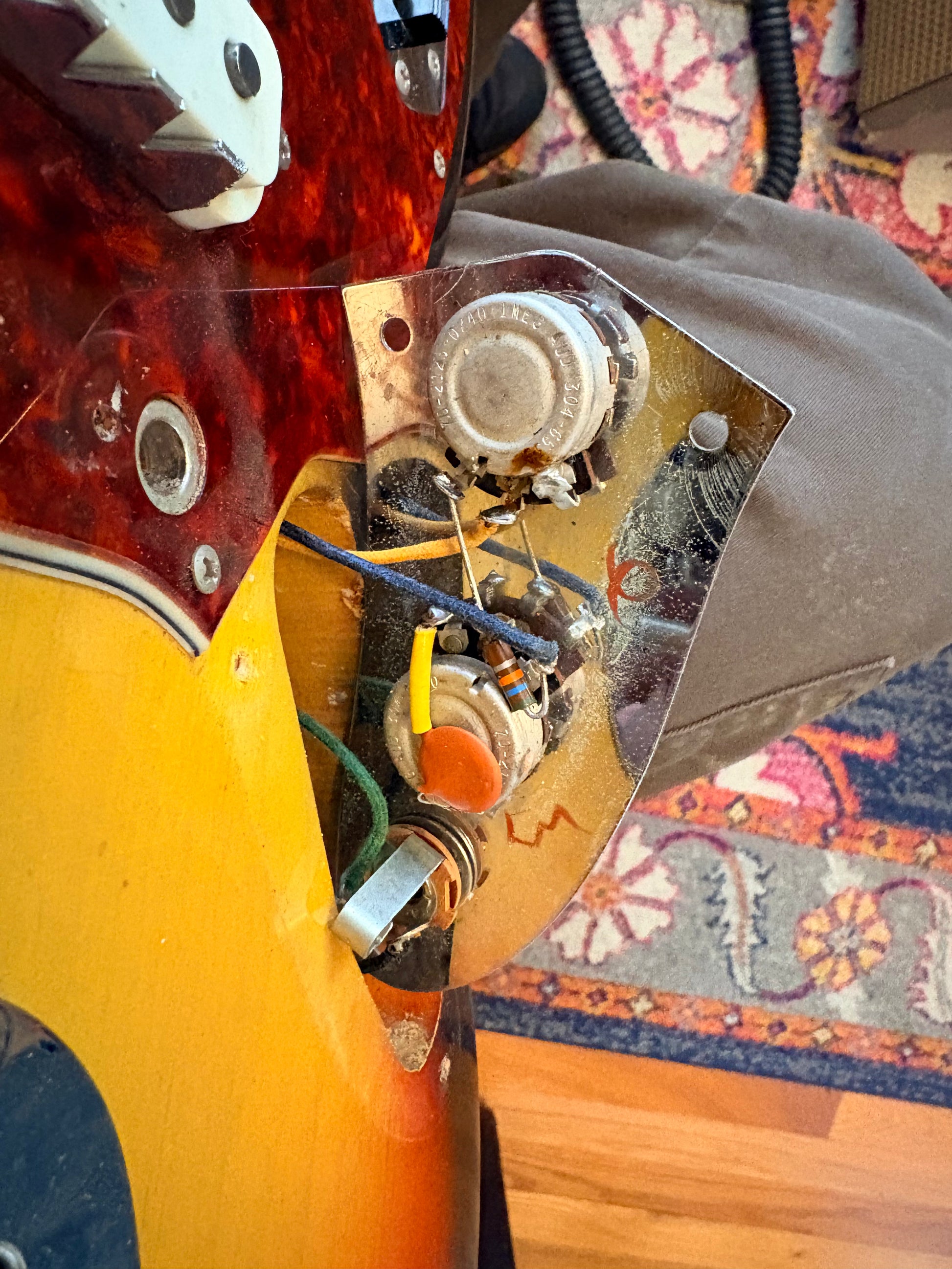 1965 Fender Jaguar original electronics cavity and control plate