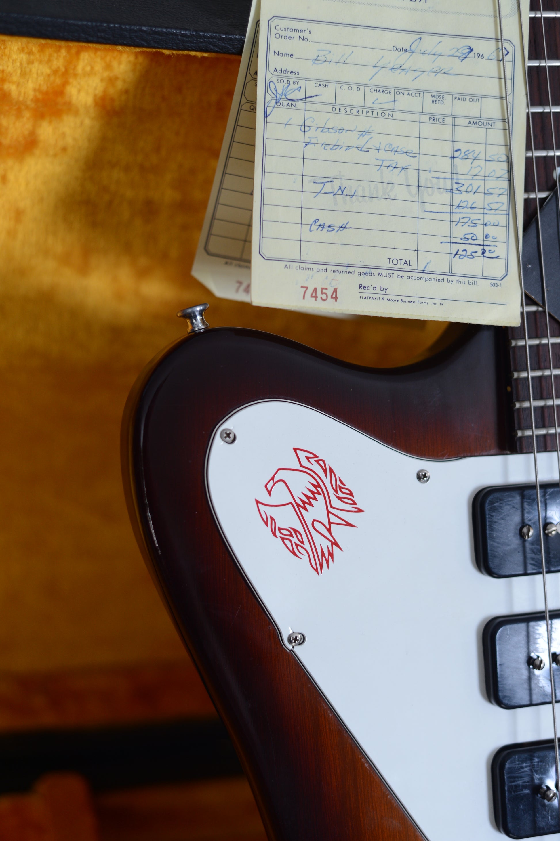 Red firebird logo on 1965 Gibson pickguard