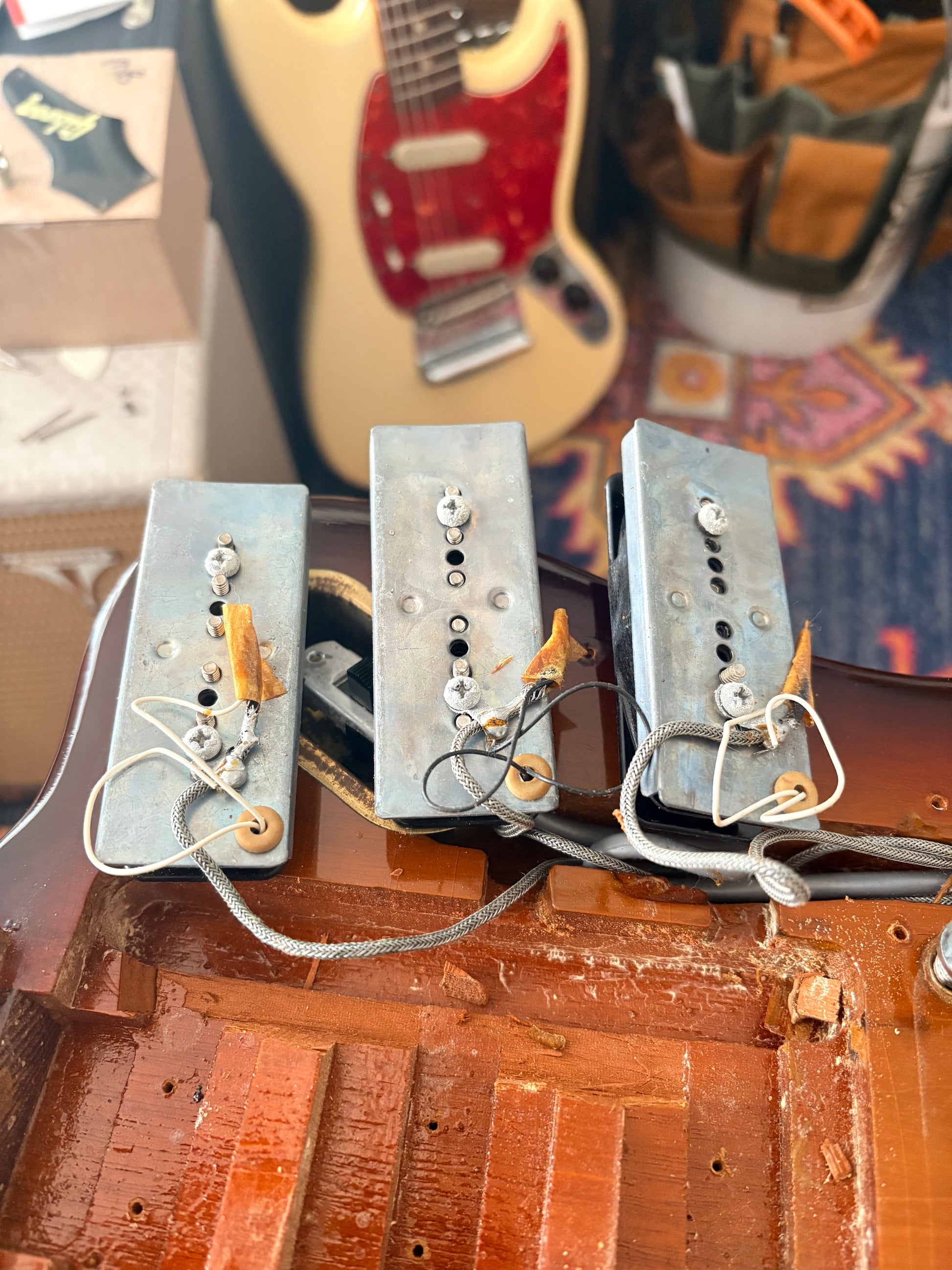 Backs of 1965 Original Gibson P90 Pickups